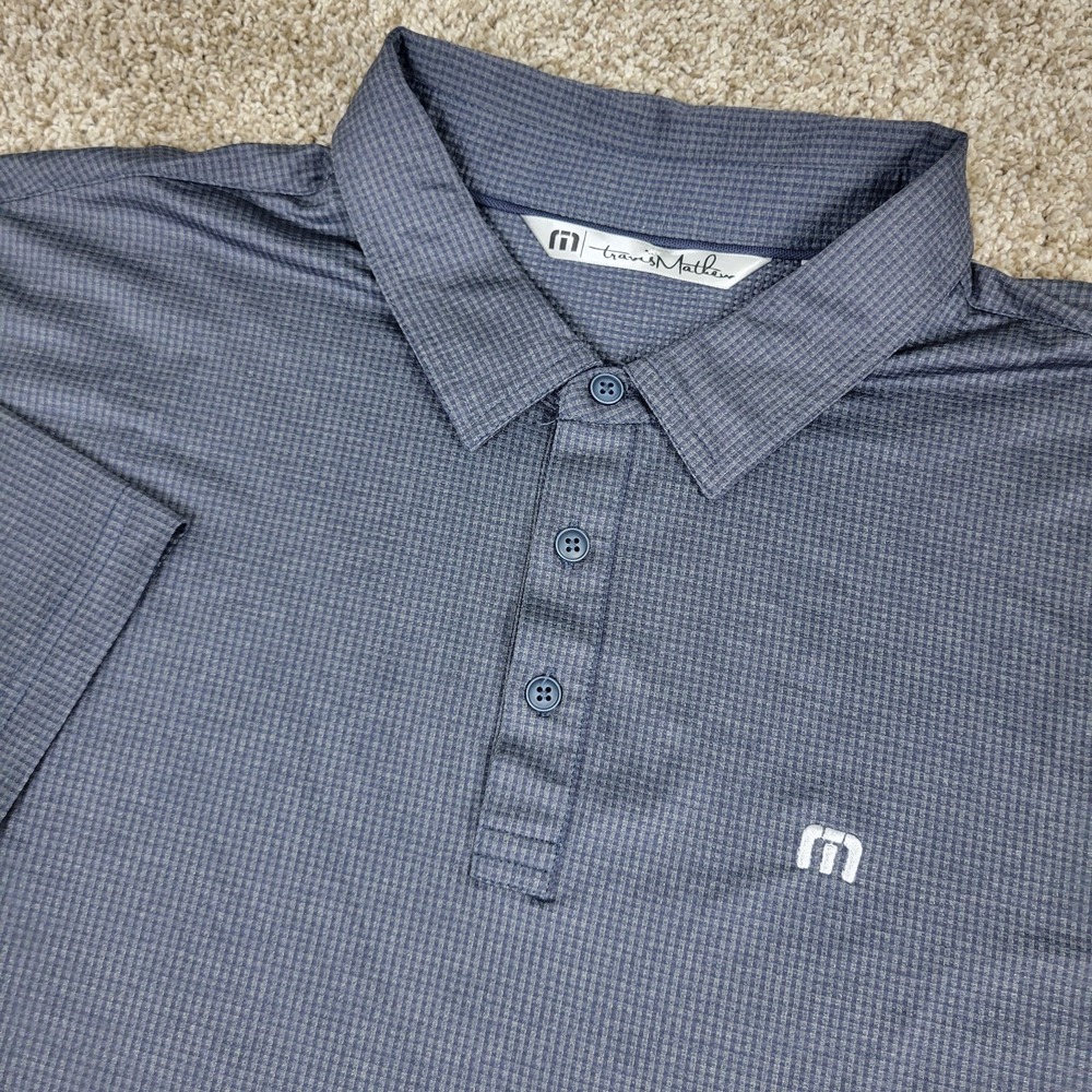 Travis Mathew Mens 2XL Gray Check Performance Stretch Golf Polo Short Sleeve